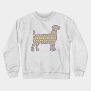 Boer Goat with Blue Green Southwest Aztec Pattern Crewneck Sweatshirt